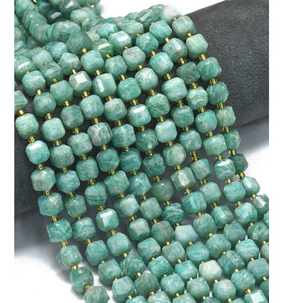 8mm - amazonite - Chapelet pierre cube