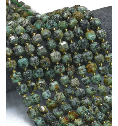 8mm - turquoise africaine - Chapelet pierre cube