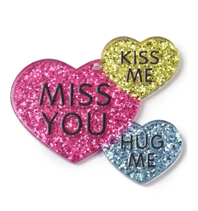 pendentif triple gros coeur paillettes