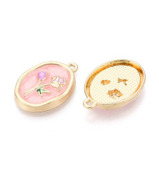 Pendentif ovale fleur de rose