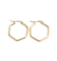 Créole inoxydable hexagonale 23mm (2pcs)