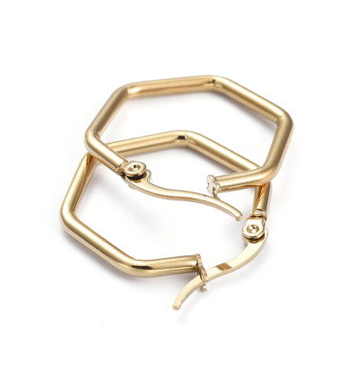 Créole inoxydable hexagonale 23mm (2pcs)