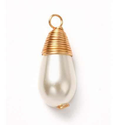 21.5x8mm - perles goutte en verre imitation culture sur tige