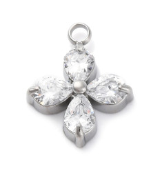 Pendentif trèfle + zirconium blanc