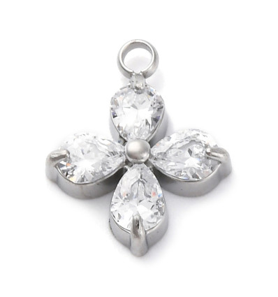 Pendentif trèfle + zirconium blanc