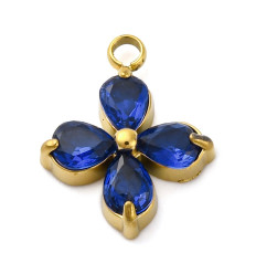 Pendentif trèfle + zirconium mauve