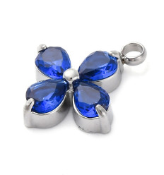 Pendentif trèfle + zirconium mauve