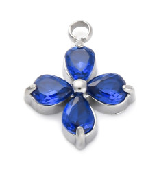 Pendentif trèfle + zirconium mauve