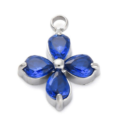 Pendentif trèfle + zirconium mauve