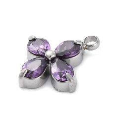 Pendentif trèfle + zirconium blanc