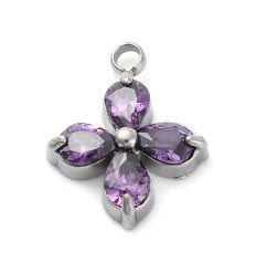 Pendentif trèfle + zirconium blanc