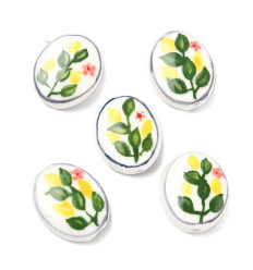 Perle ovale en porcelaine - citrons