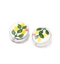 Perle ovale en porcelaine - citrons