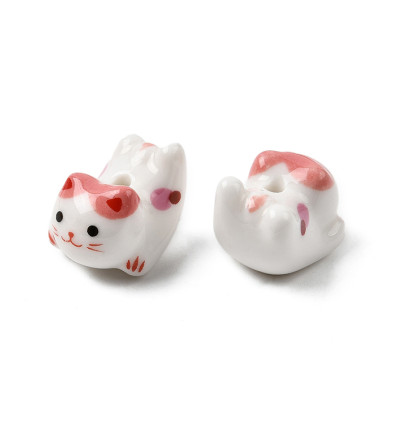 Perle chat en porcelaine