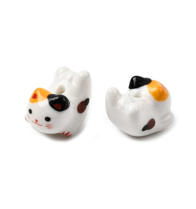 Perle chat en porcelaine