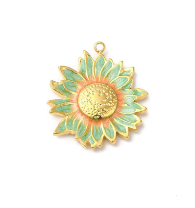 Pendentif oeil articulé + zircon vert