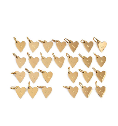 Pendentif alphabet coeur gravé