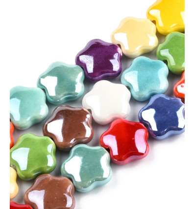 14x16mm - Chapelet perle porcelaine fleur