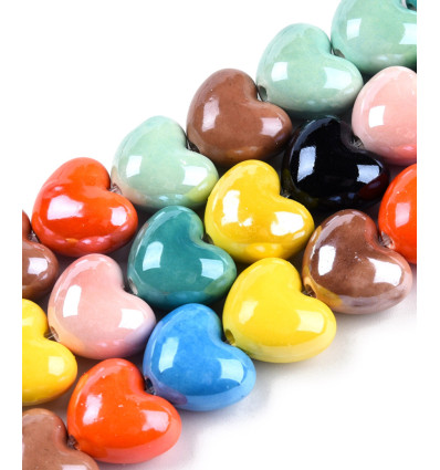 14x16mm - Chapelet perle porcelaine coeur