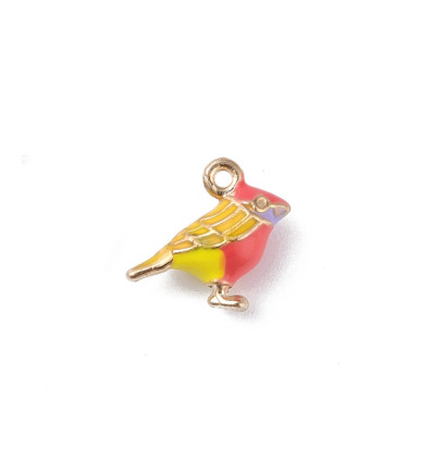 Pendentif oiseau émaillé mauve & bleu