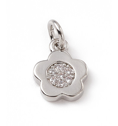 Pendentif fleur 5 pétales + zircon