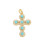 Pendentif croix + zircons et résine turquoise