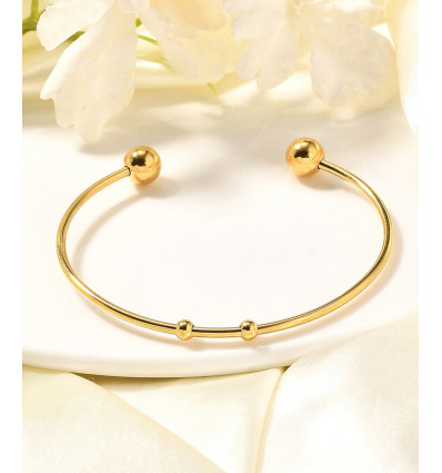 Bracelet jonc ouvert extra fin deux boules