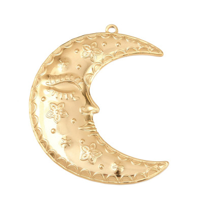 Pendentif grande lune avec visage