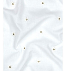 Voile de coton blanc brodé de fleurs dorées