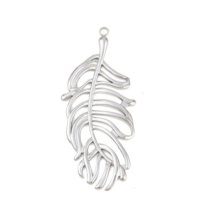 Pendentif plume argentée