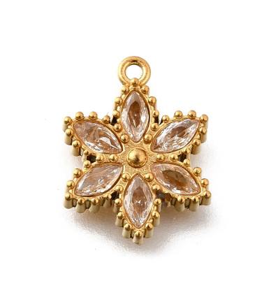 Pendentif fleur 5 pétales + zircon