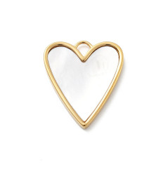 Pendentif coeur en nacre serti