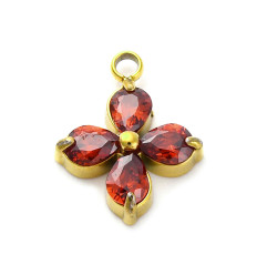 Pendentif trèfle + zirconium rouge