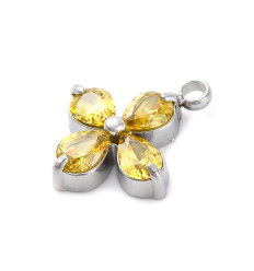 Pendentif trèfle + zirconium jaune