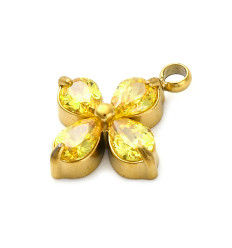 Pendentif trèfle + zirconium jaune