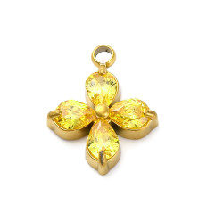 Pendentif trèfle + zirconium jaune