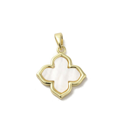 Pendentif fleur nacre serti doré