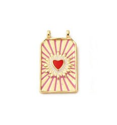 Pendentif plaque "coeur rouge"