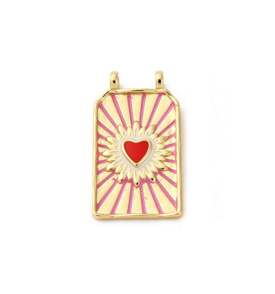 Pendentif plaque "coeur rouge"