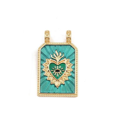 Pendentif oeil articulé + zircon vert