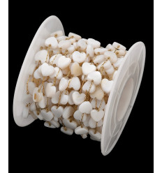 Chaine coeurs nacrés blancs (10cm)