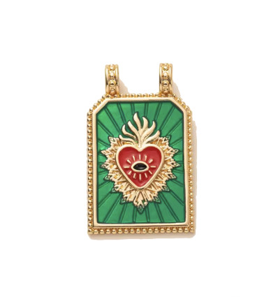 Pendentif oeil articulé + zircon vert