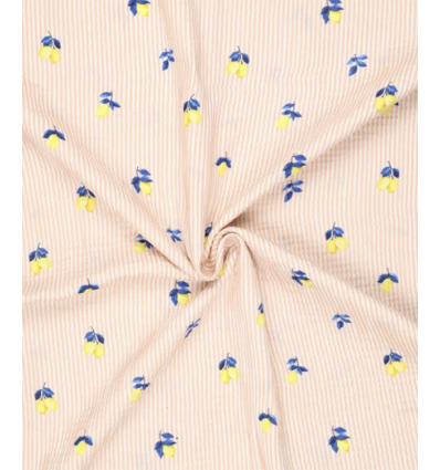 double gaze citron rayure bleu