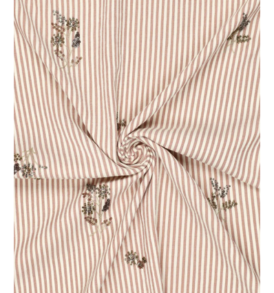 Tissu Crinkle Celine brodé à rayure