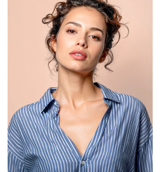 Lyocell rayée bleu jeans