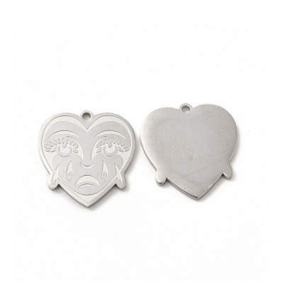 Pendentif coeur visage qui pleure
