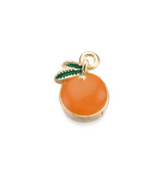 Pendentif orange plate émaillée