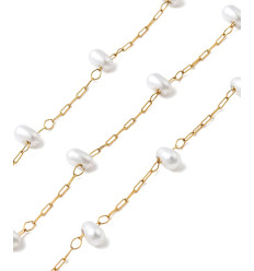 Chaine perle de culture en verre + acier inoxydable (10cm)