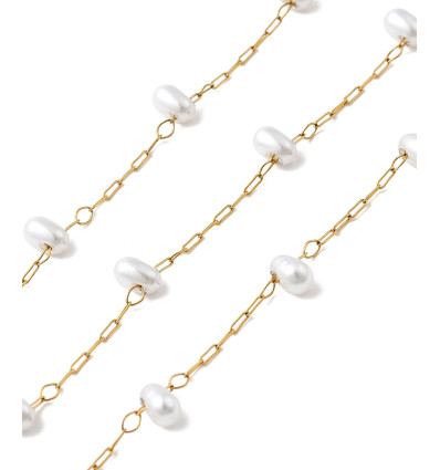 Chaine perle de culture en verre + acier inoxydable (10cm)