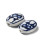 Perle ovale en porcelaine - fleurs bleus